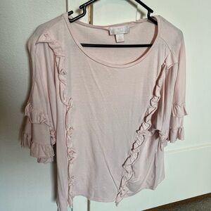 Rachel Parcell Blush Pink Ruffle Top